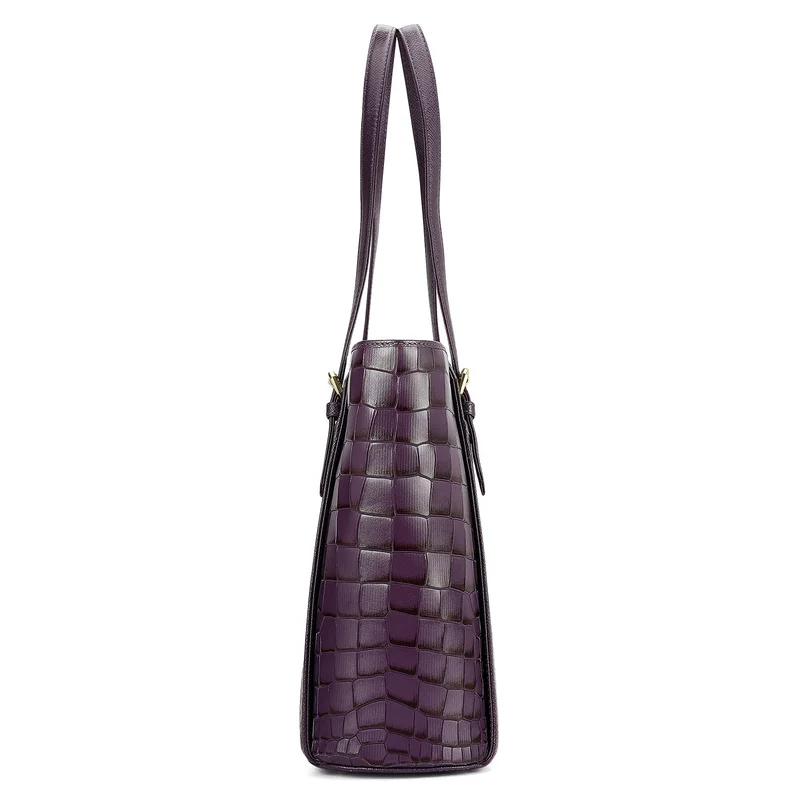 Da Milano Grapevine Medium Croco Leather Tote - Grapevine for Women | Best Price UAE